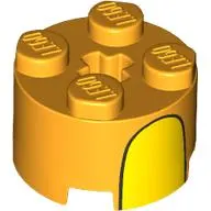 Brick Round 2 x 2 with Yellow Curved Stripe print