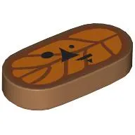 Tile Round 1 x 2 with Orange Leaf, Face print (Korok)
