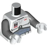Torso, Imperial Commando Armor, Sand Blue Armor, Utility Belt, Red Markings print, Dark Bluish Gray Arms, White Hands