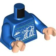 Torso Sweater with Pixelated Hoth, AT-AT (Ugly Christmas Sweater) Print, Blue Arms, Light Nougat Hands