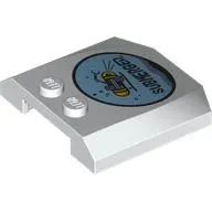 Brick Wedged, Curved Triple 4 x 4 x 2/3 with with 'SUBMERGED', Submarine in Light Blue Circle print
