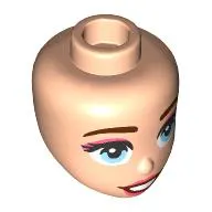 Minidoll Head Reddish Brown Eyebrows, Bright Light Blue Eyes, Coral Lips, Open Mouth