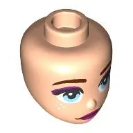 Minidoll Head Reddish Brown Eyebrows, Bright Light Blue Eyes, Magenta Eyeshadow, Lips