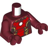 Torso Armor, Red Panels with Gold Highlights Print, Dark Red Arms and Hands