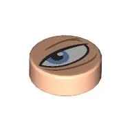 Tile Round 1 x 1 with Squinting Eye, Medium Azure Pupil, Left print