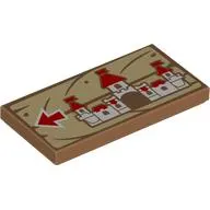 Tile 2 x 4 with Peach's Castle, Red Arrow on Wooden Board print