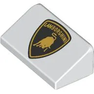Brick Sloped 30° 1 x 2 x 2/3 with Black/Gold Lamborghini Logo print