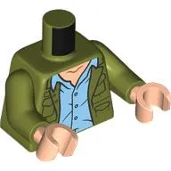 Torso Jacket, Bright Light Blue Shirt, Light Nougat Chest print, Olive Green Arms, Light Nougat Hands