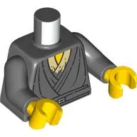 Torso Robes, Belt, Stained Tan Undershirt, Yellow Chest print, Dark Bluish Gray Arms, Yellow Hands