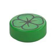 Tile Round 1 x 1 with Four Leaf Clover print