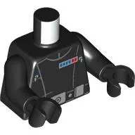 Torso, Imperial Commander Uniform, Silver Belt Buckle, Red/Blue Badge print, Black Arms and Hands