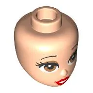 Minidoll Head, Thin Black Eyebrows, Brown Eyes, Red Lips, Teeth