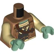 Torso, Jacket, Tan Shirt, Straps, Reddish Brown Ammo Belt with Silver Grenades, Armor print, Tan Arms, Sand Green Hands