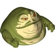 Upper Body - Jabba the Hutt with Tan Face, Dark Bluish Grey Wrinkles Print [Complete Assembly with Arms]