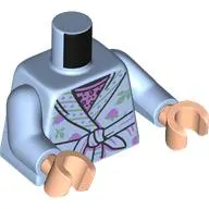 Torso, Robe, Tied Belt, Lavender/Green Flowers Decoration, Lavender Shirt print, Bright Light Blue Arms, Light Nougat Hands