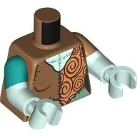 Torso, Odd Dual Molded Arms, Medium Nougat/Nougat/Sand Green Random Stitched Clothes, Light Aqua Chest print, Left Medium Nougat Sleeve, Right Dark Turquoise Sleeve Pattern, Light Aqua Arms and Hands