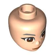 Minidoll Head Dark Bluish Grey Eyebrows, Reddish Brown Eyes, Peach Lips, Wrinkles