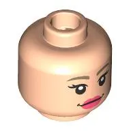 Minifig Head Glinda, Dark Tan Eyebrows, Coral Lips, Neutral / Open Mouth Smile