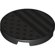 Tile Round 3 x 3 with Dark Bluish Grey Stripes and Stars print
