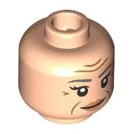 Minifig Head Sleeping Witch, Nougat Eyebrows, Wrinkles, Peach Lips, Open Eyes, Smile/Closed Eyes