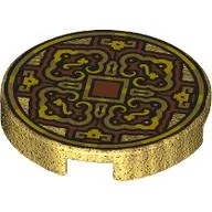 Tile Round 2 x 2 with Dark Orange/Gold Decorations (Coin) print
