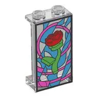 Panel 1 x 2 x 3 with Glass Stained Window, Red Rose print