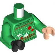 Torso, Odd Hands, Sweater with Pixelated Tatooine (Ugly Christmas Sweater) Print, Green Arms, Left Light Nougat Hand, Right Black Hand
