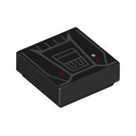 Tile 1 x 1 with dark Bluish Grey Control Panel, Red Lights print