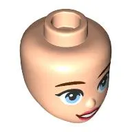 Minidoll Head Reddish Brown Eyebrows, Medium Blue Eyes, Coral Lips, Open Mouth Smile