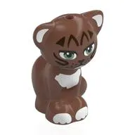 Animal, Cat, Sitting with Dark Brown Stripes, White Chest, Ears print