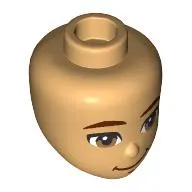 Minidoll Head, Dark Red Eyebrows, Brown Eyes, Lopsided Smile