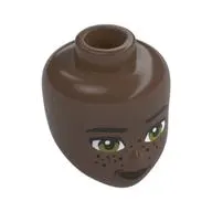 Minidoll Head, Eyebrows, Olive Green Eyes, Dark Red Freckles