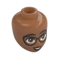 Minidoll Head, Black Eyes, Glasses, Brown Eyes, Dark Red Lips