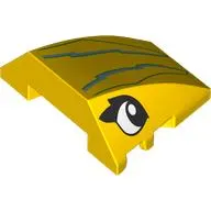 Brick Wedged, Curved 4 x 3 No Studs with White/Black Eyes, Sand Green Lightning Strikes print