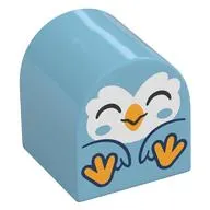 Duplo Brick 2 x 2 x 2 Curved Top with Sitting Bird, White Face with Closed Eyes, Bright Light Orange Feet print