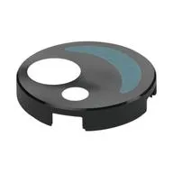 Tile Round 2 x 2 with White Circles, Medium Blue Crescent Shape / Eye print