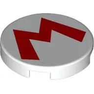 Tile Round 2 x 2 with Red 'M' print