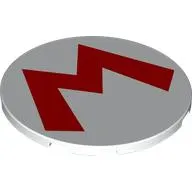 Tile Round 6 x 6 with Red 'M' print