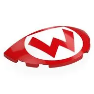 Brick Round 3 x 6 Half Circle with Red 'W' in White Circle print