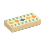 Tile 1 x 2 with Blue/Orange/Bright Light Orange Squares print
