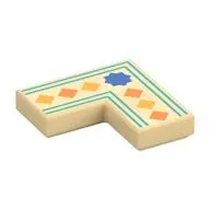 Tile 2 x 2 Corner with Blue Star, Orange/Bright Light Orange Squares, Dark Turquoise Line print