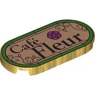Tile Round 2 x 4 with 'Café Fleur' on Nougat Background, Green Stained Glass Border print