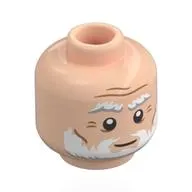 Minifig Head Leonardo Da Vinci, Thick White/Light Bluish Grey Eyebrows, Beard, Wrinkles Print