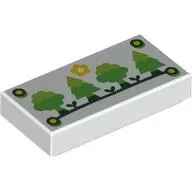 Tile 1 x 2 with Nails, Sun, Bright Green/Lime Trees on Dark Green Ground print