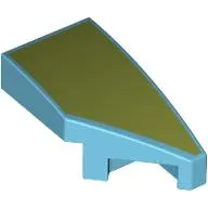 Brick Wedged, Curved 2 x 1 with Stud Notch Right with Olive Green print