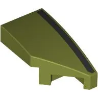 Brick Wedged, Curved 2 x 1 with Stud Notch Right with Black Stripe print