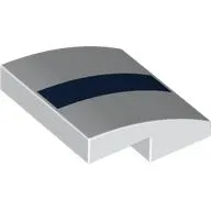 Brick Curved 2 x 2 x 2/3 with Dark Blue Stripe print