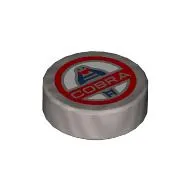Tile Round 1 x 1 with Red Cobra Badge print