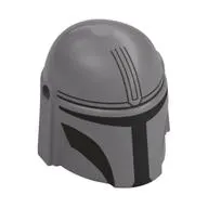 Helmet Mandalorian with Holes, Dark Bluish Gray Decorations, Black Visor Print