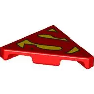Tile 45° Cut 2 x 2 (Triangle) with Yellow Super-Man Symbol print